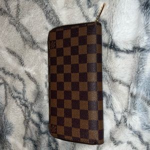 Lv checkered wallet brown